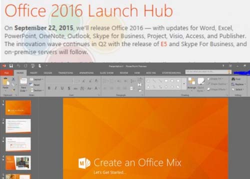 9曰22日微软将发布全新Office 2016