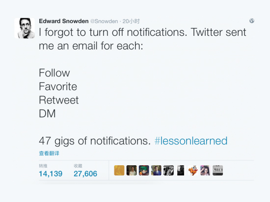 斯诺登有多火？Twitter的邮件已达47GB