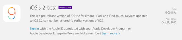 苹果iOS 9.2 beta出炉：重大修补、安全上网
