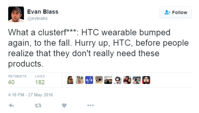 再次跳票！HTC首款智能手表或在秋季发布