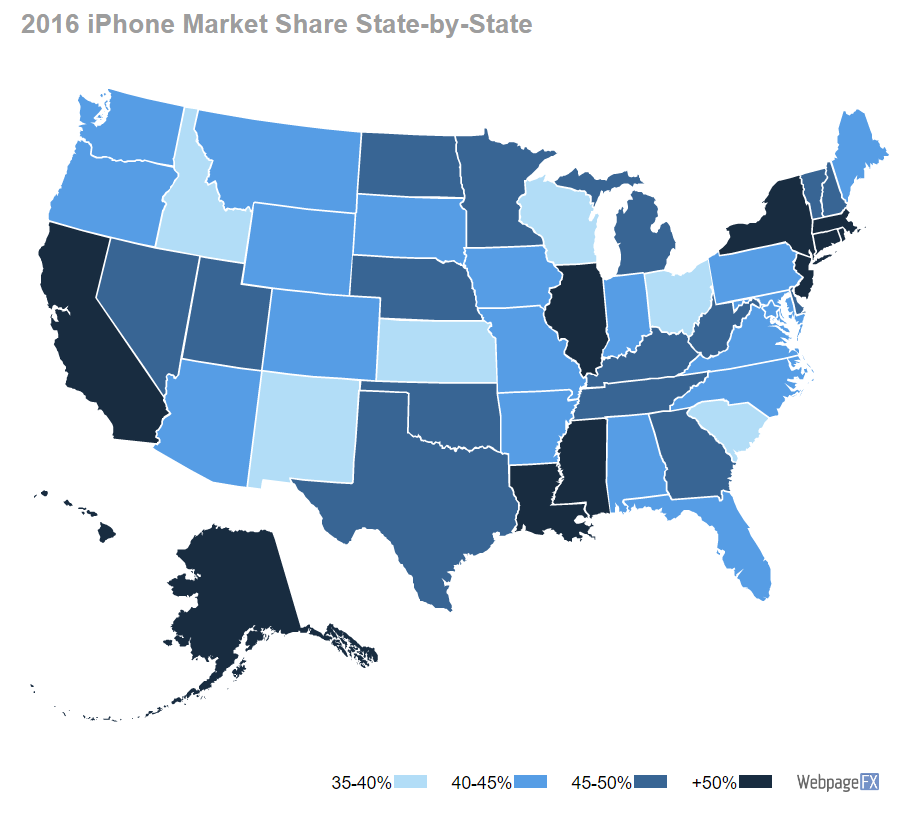 美国富裕区iPhone用户比三星用户更多