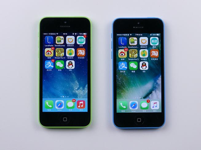 老机器的福音 iPhone 5c iOS 10对比iOS 7