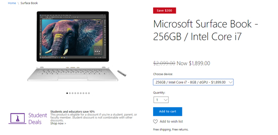 直降200美元！2015款Surface Book i7全系大降价