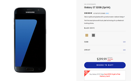 为迎接Galaxy S8铺路 S7系列跳水大降价