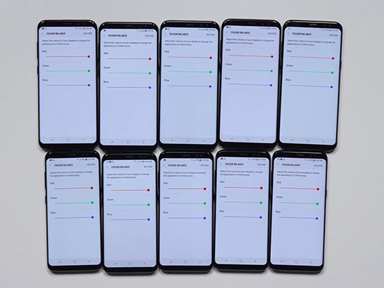 10台三星S8+屏幕偏色測試：顏色反正比iPhone 7 Plus准