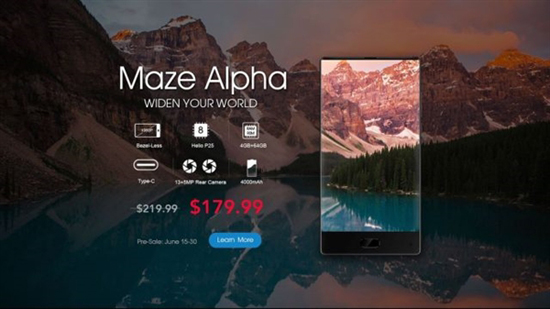 国产全面屏神机Maze Alpha预售开启：千元+双摄 
