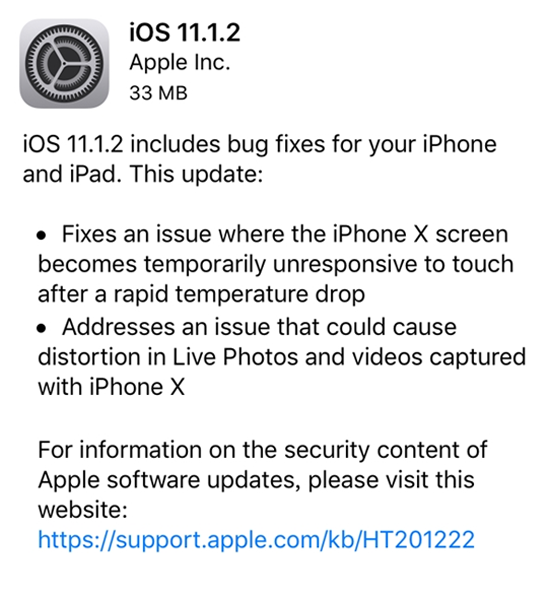 苹果发布iOS系统更新：修复iPhone X低温下屏幕问题