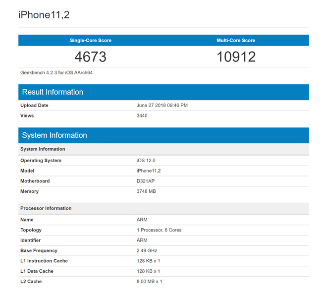 全新iPhone跑分亮相：A12整体提升10% 运存竟走心标配4GB
