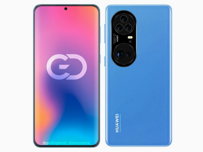 华为P50 Pro+渲染图曝光：告别药丸前置 后置徕卡五摄再升级